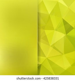 Background of geometric shapes. Blur background with glass. Yellow mosaic pattern. Vector EPS 10. Vector illustration. Yellow, green colors. 