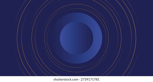 Background geometric shapes circle blue. Line orbit orange color. Galaxy and solar system pattern