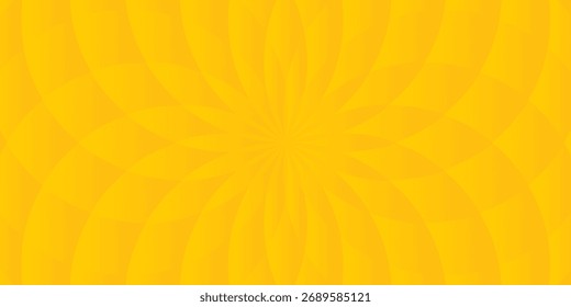 Background geometric shapes circle radial gradient yellow orange overlay texture. Technology and flowers banner template