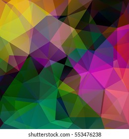 Background of geometric shapes. Colorful mosaic pattern. Vector EPS 10. Vector illustration. Green, yellow, black, pink, purple colors. 