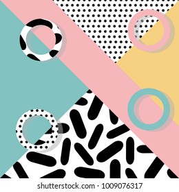 background with geometric shapes, the design of the 80s - vector illustration. In retro memphis group style card