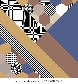 Background with geometric shapes, the design of the 80s - vector illustration. In retro memphis group style card. abstract background.