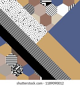 Background with geometric shapes, the design of the 80s - vector illustration. In retro memphis group style card. abstract background.