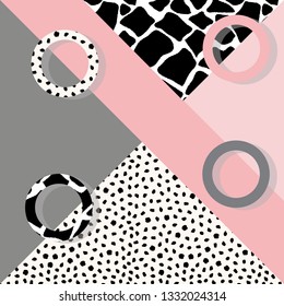 background with geometric shapes, the design of the 80s - vector illustration. In retro memphis group style card
