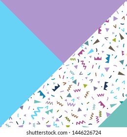Background with geometric shapes, the design of the 80s - vector illustration. In retro memphis group style card.