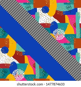 Background with geometric shapes, the design of the 80s - vector illustration. In retro memphis group style card. abstract background. 