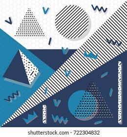 background with geometric shapes, the design of the 80s - vector illustration. In retro memphis group style card