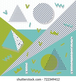 background with geometric shapes, the design of the 80s - vector illustration. In retro memphis group style card