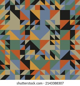 Seamless Abstract Background of Geometric Shapes Haotic Pattern. Geometric Mosaic of Triangles, Vector Polygon Abstract Template, Extreme Sport Style Illustration, Texture for Textile Fabric