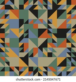 Seamless Abstract Background of Geometric Shapes Haotic Pattern. Geometric Mosaic of Triangles, Vector Polygon Abstract Template, Extreme Sport Style Illustration, Texture for Textile Fabric