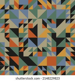Seamless Abstract Background of Geometric Shapes Haotic Pattern. Geometric Mosaic of Triangles, Vector Polygon Abstract Template, Extreme Sport Style Illustration, Texture for Textile Fabric