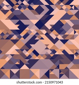 Seamless Abstract Background of Geometric Shapes Haotic Pattern. Geometric Mosaic of Triangles, Vector Polygon Abstract Template, Extreme Sport Style Illustration, Texture for Textile Fabric