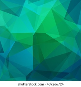 Background of geometric shapes. Mosaic pattern.  Vector illustration.  Green, blue colors. 