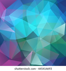 Background of geometric shapes. Mosaic pattern. Vector illustration. Purple, blue, green colors. 