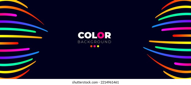 Background with geometric shapes and neon style. Dark blue background with colored forms. colorful line blue background design.