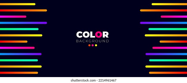 Background with geometric shapes and neon style. Dark blue background with colored forms. colorful line blue background design.