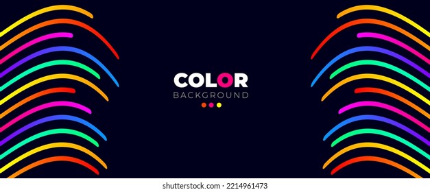 Background with geometric shapes and neon style. Dark blue background with colored forms. colorful line blue background design.