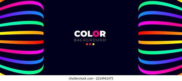 Background with geometric shapes and neon style. Dark blue background with colored forms. colorful line blue background design.