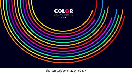 Hintergrund mit geometrischen Formen und Neonstil. Dunkelblauer Hintergrund mit farbigen Formularen. bunter, in der Linie blauer Hintergrund.
