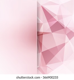 Background of geometric shapes. Pink, white colors.  Blur background with glass. Colorful mosaic pattern. Vector EPS 10. Vector illustration