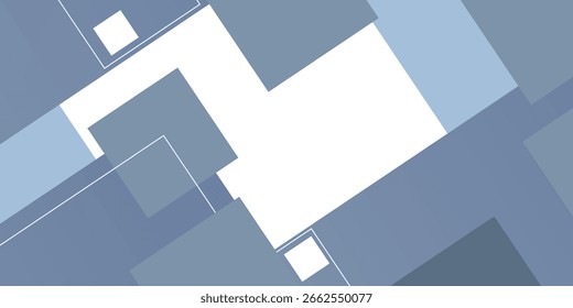 Background geometric square shapes. Grey blue Memphis banner. Business and presentation