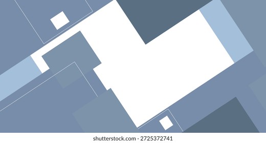 Formas quadradas geométricas de plano de fundo. Bandeira azul cinza de Memphis. Negócios e apresentação