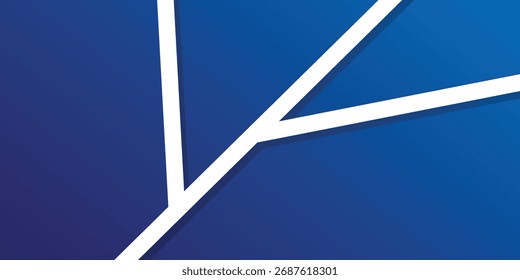 Linha branca geométrica de plano de fundo em gradiente azul. Banner de formas de triângulo