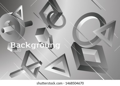 Background with geometrical 3d shapes for web, banner, poster, cover or landing page.