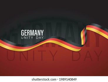 Background Germany Happy Unity Day, october 3 celebrate card with German national flag ribbon stroke. Vector illustration banner patriotic celebration of independence day Germany