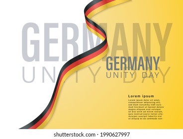 Background Germany Happy Unity Day, october 3 celebrate card with German national flag ribbon stroke. Vector illustration banner patriotic celebration of independence day Germany