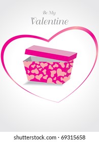 background with gift box, pink heart shape for valentine day