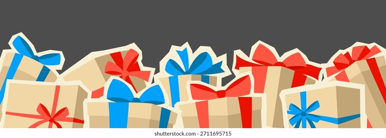 Background with gift boxes. Colorful presents for celebration, discounts or promotions.