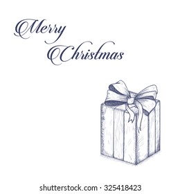 Background with gift hand drawn. Merry Christmas, New Year background