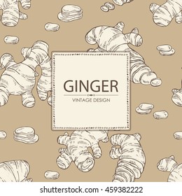 Background with ginger. hand drawn