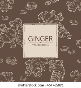 Background with ginger. hand drawn