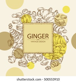 Background with ginger. hand drawn
