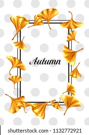 Background with ginkgo biloba leaves. Natural illustration of autumn leaves.