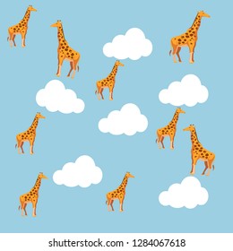 background giraffes and clouds for children
