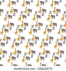 Background with giraffes, elephants, pandas, vector background. Background for project, presentation, business, illustration.