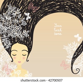 background with a girl with long hair