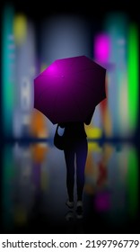 Background. Girl with an umbrella. Vector illustration.