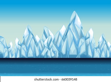 Background with glacier and ocean illustration