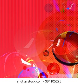 Background with glass balls, vector illustration.