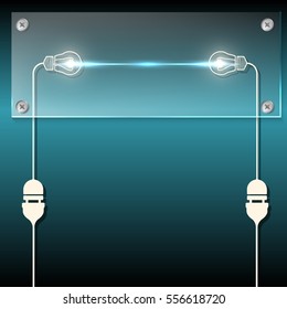 Background with glass panel and bulb symbol