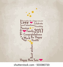 Background with glass to wish a good 2017
