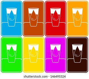 background for glasses with beverages - juice, tea, lemonade and more color 