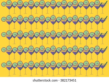 background glasses with martini / background of a martini glass with a slice of lime and drinking straw