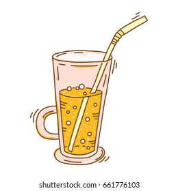 Background with glassware jar with fruit infused water, cocktail, smoothies, juice. Detox for health. Vector illustration.