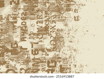 Background with glitch distorted grunge textures . grunge background texture with halftone dots, glitched shapes, textures and lines .Screen print vector background with grunge textured surface.