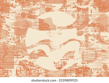 Background with glitch distorted grunge textures . grunge background texture with halftone dots, glitched shapes, textures and lines .Screen print vector background with grunge textured surface.